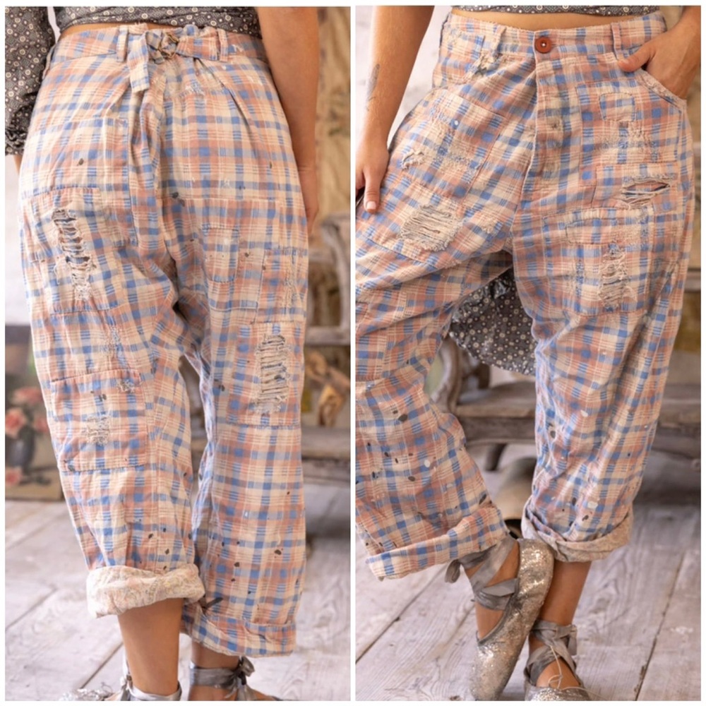 Magnolia Pearl Provision Plaid Trousers Pants OS